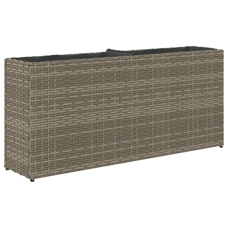 Pflanzkübel mit 2 Töpfen 2 Stk. Grau 90x20x40 cm Poly Rattan