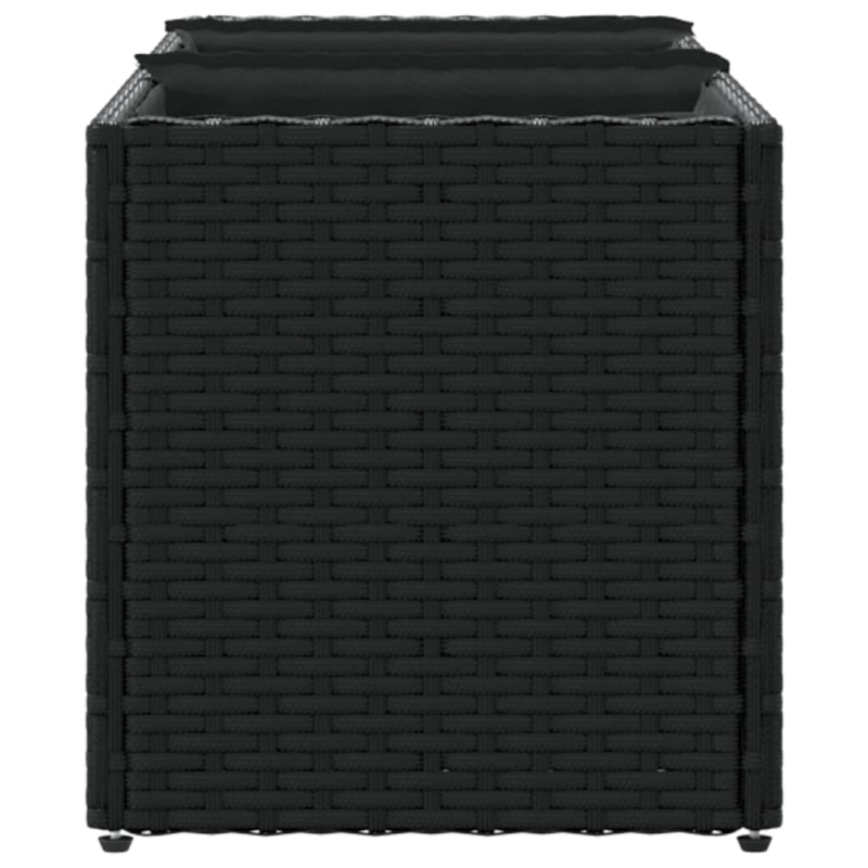 Pflanzkübel mit 3 Töpfen 2 Stk. Schwarz 105x30x32cm Poly Rattan