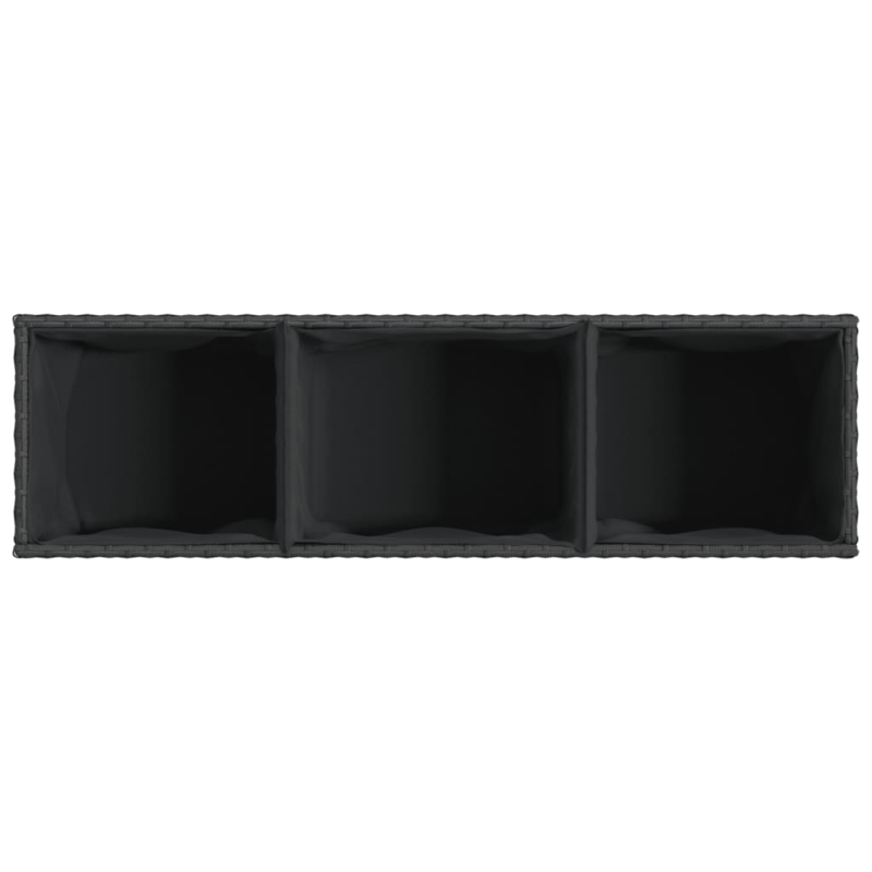 Pflanzkübel mit 3 Töpfen 2 Stk. Schwarz 105x30x32cm Poly Rattan