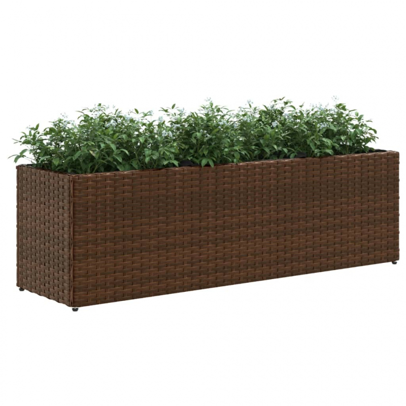 Pflanzkübel mit 3 Töpfen 2 Stk. Braun 105x30x32 cm Poly Rattan