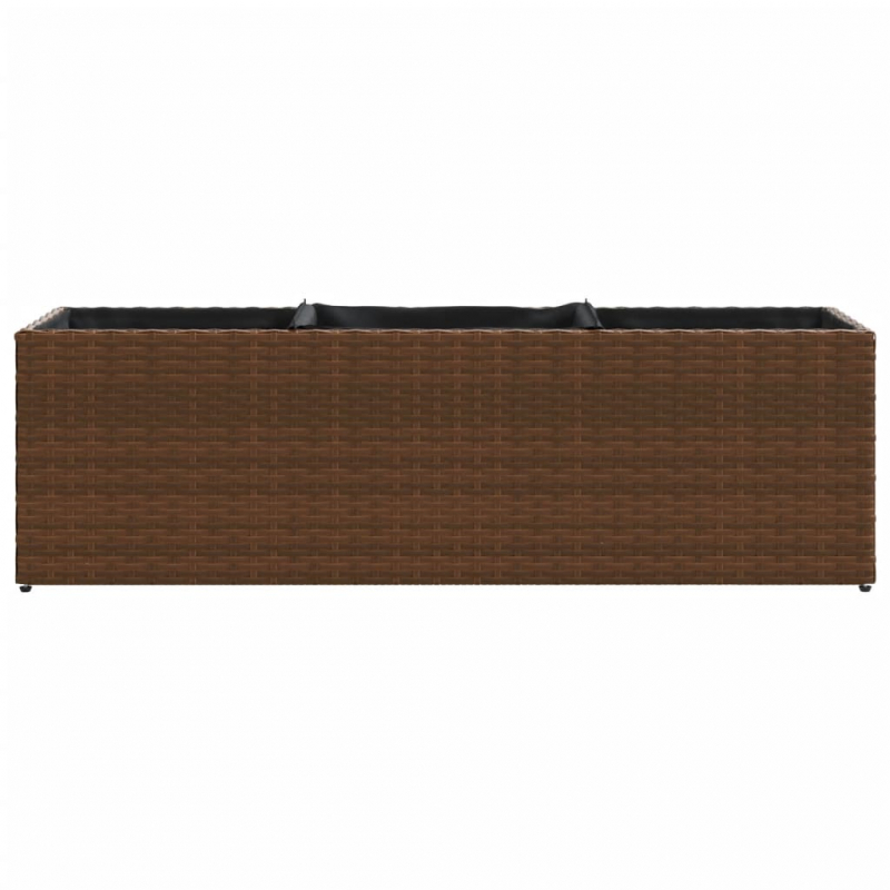 Pflanzkübel mit 3 Töpfen 2 Stk. Braun 105x30x32 cm Poly Rattan