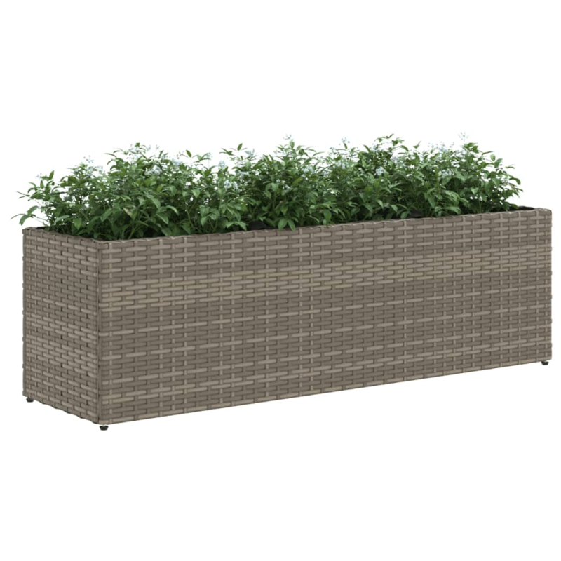 Pflanzkübel mit 3 Töpfen 2 Stk. Grau 105x30x32 cm Poly Rattan
