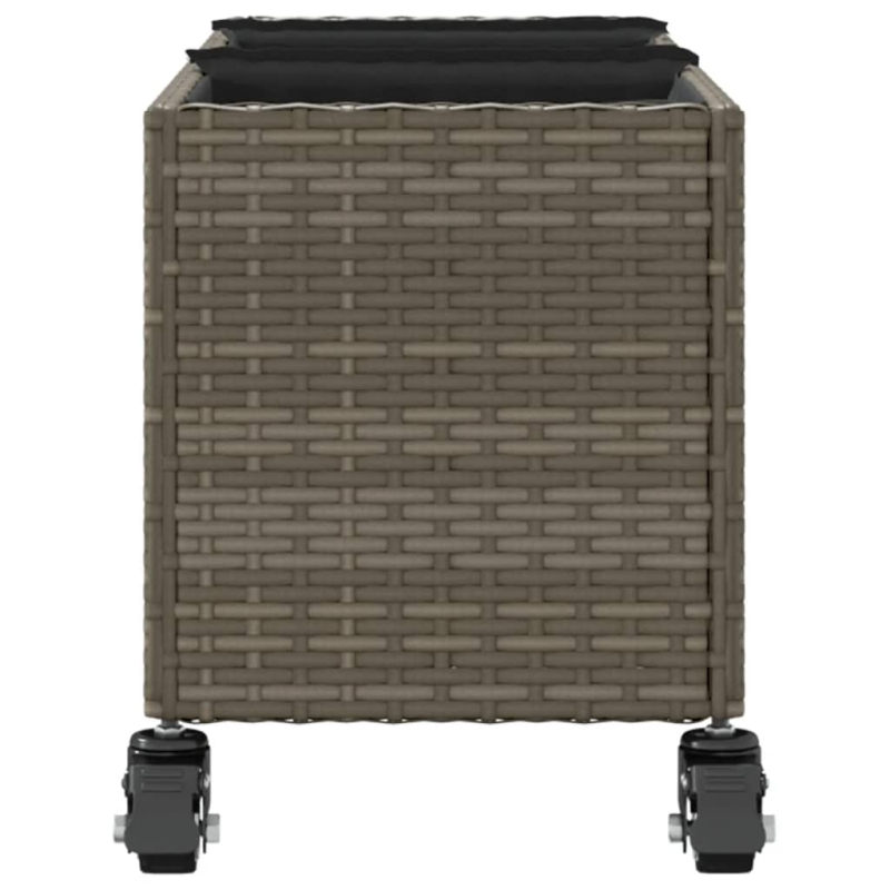 Pflanzkübel mit Rollen 2 Stk. Grau 107x32x38 cm Poly Rattan