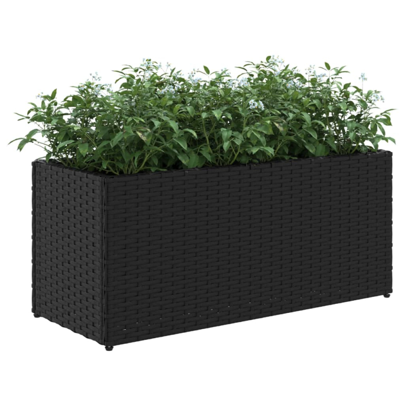 Pflanzkübel mit 2 Töpfen 2 Stk. Schwarz 72x30x32 cm Poly Rattan