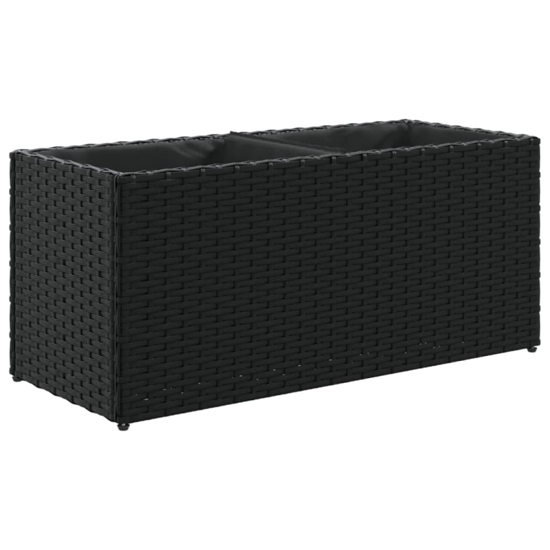 Pflanzkübel mit 2 Töpfen 2 Stk. Schwarz 72x30x32 cm Poly Rattan