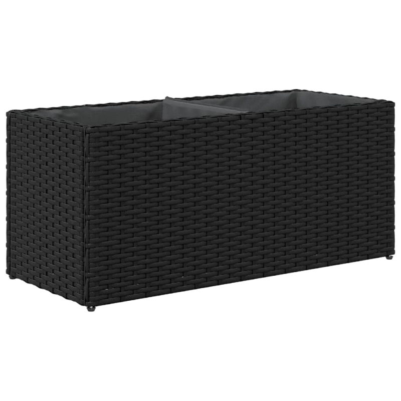 Pflanzkübel mit 2 Töpfen 2 Stk. Schwarz 72x30x32 cm Poly Rattan