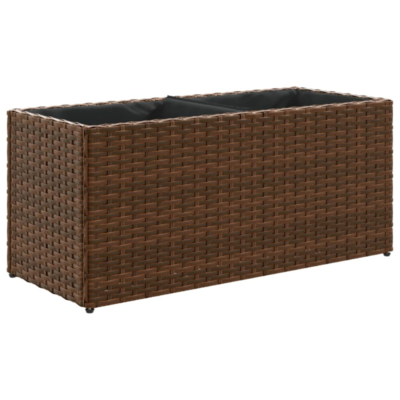Pflanzkübel mit 2 Töpfen 2 Stk. Braun 72x30x32 cm Poly Rattan