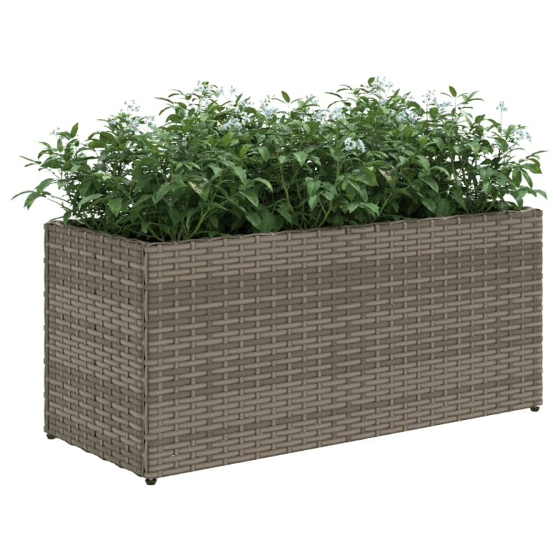 Pflanzkübel mit 2 Töpfen 2 Stk. Grau 72x30x32 cm Poly Rattan
