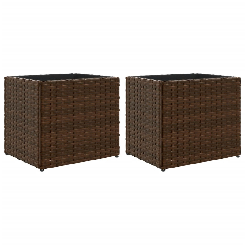 Pflanzkübel 2 Stk. Braun 36x30x32 cm Poly Rattan