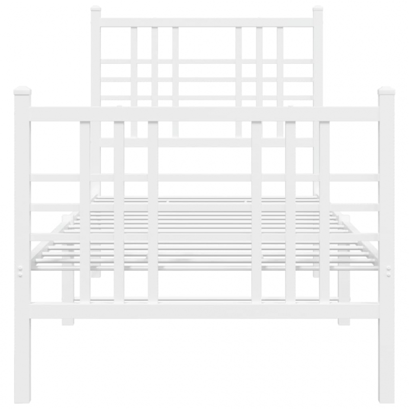 Bettgestell mit Kopf- und Fußteil Metall Weiß 80x200 cm