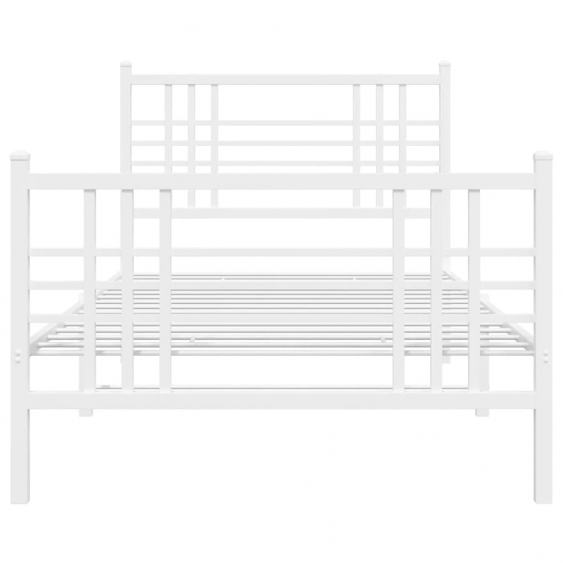 Bettgestell mit Kopf- und Fußteil Metall Weiß 90x200 cm