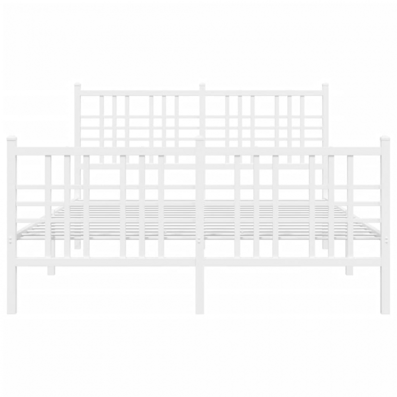 Bettgestell mit Kopf- und Fußteil Metall Weiß 120x200 cm