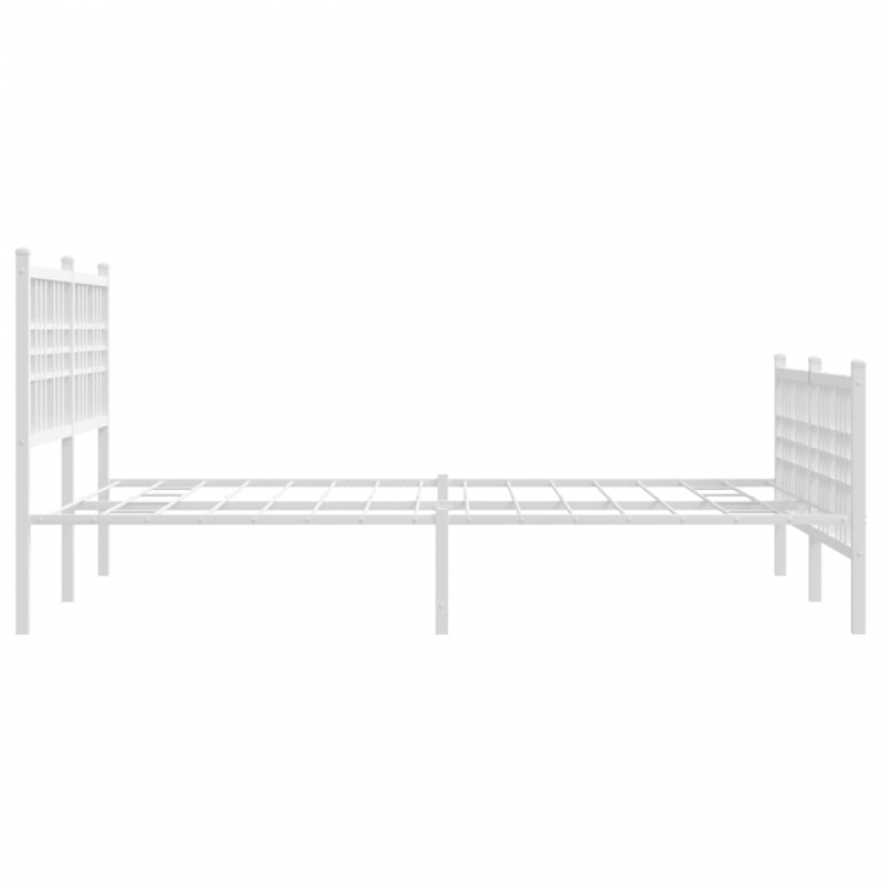 Bettgestell mit Kopf- und Fußteil Metall Weiß 137x190 cm