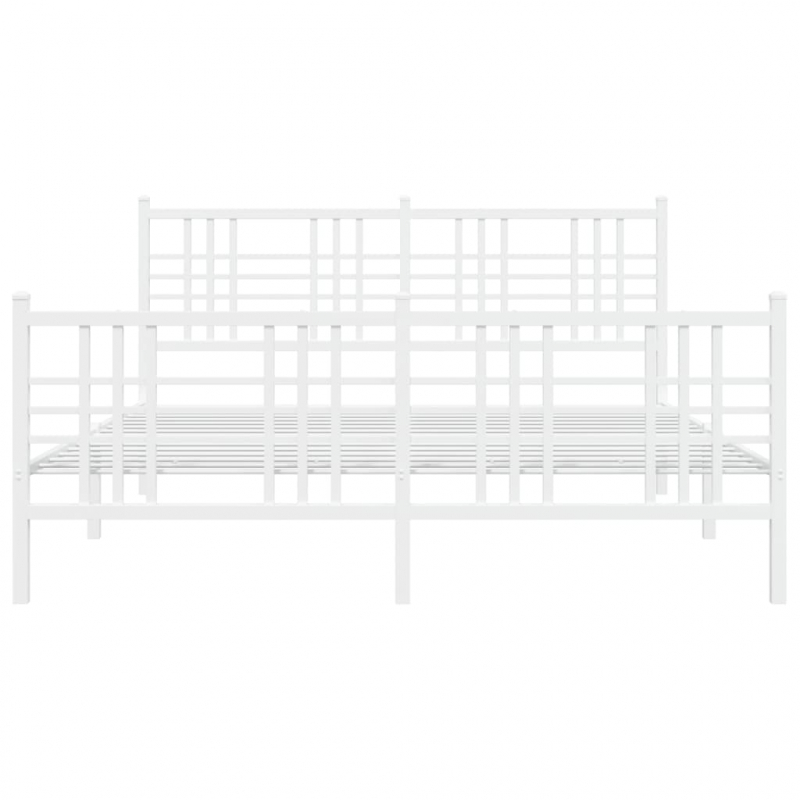 Bettgestell mit Kopf- und Fußteil Metall Weiß 150x200 cm