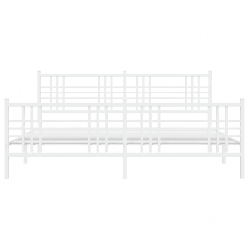 Bettgestell mit Kopf- und Fußteil Metall Weiß 193x203 cm
