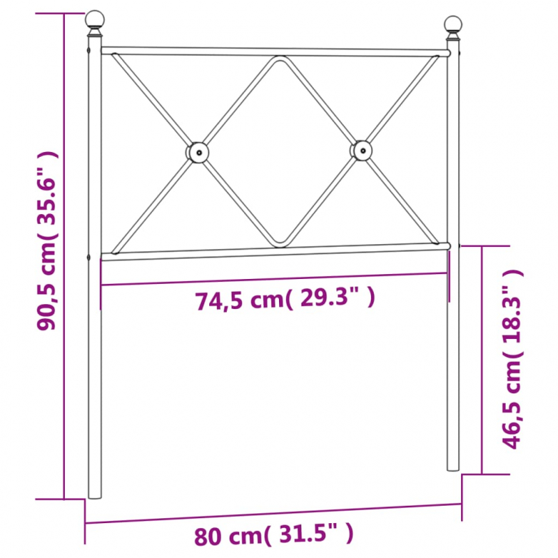 Kopfteil Metall Schwarz 75 cm