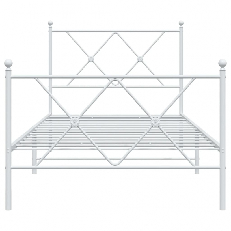 Bettgestell mit Kopf- und Fußteil Metall Weiß 90x190 cm