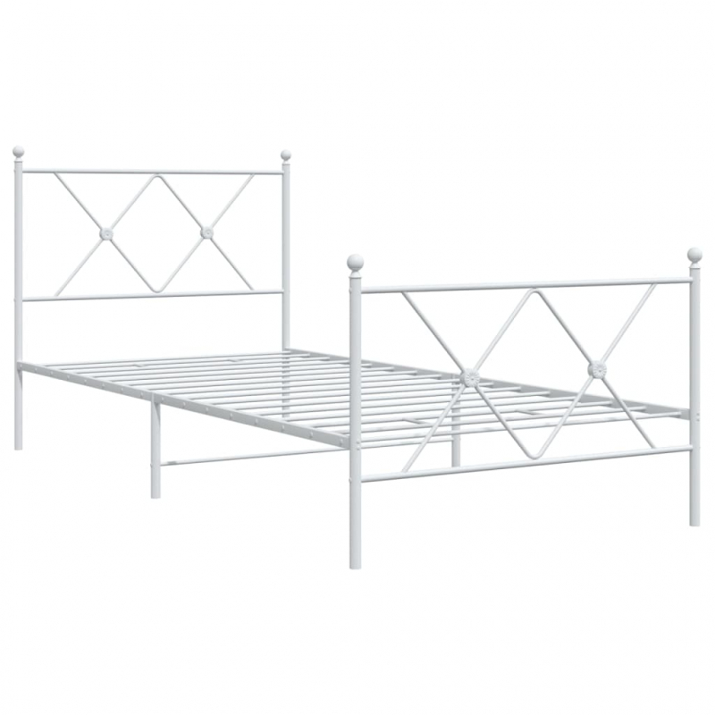 Bettgestell mit Kopf- und Fußteil Metall Weiß 90x200 cm