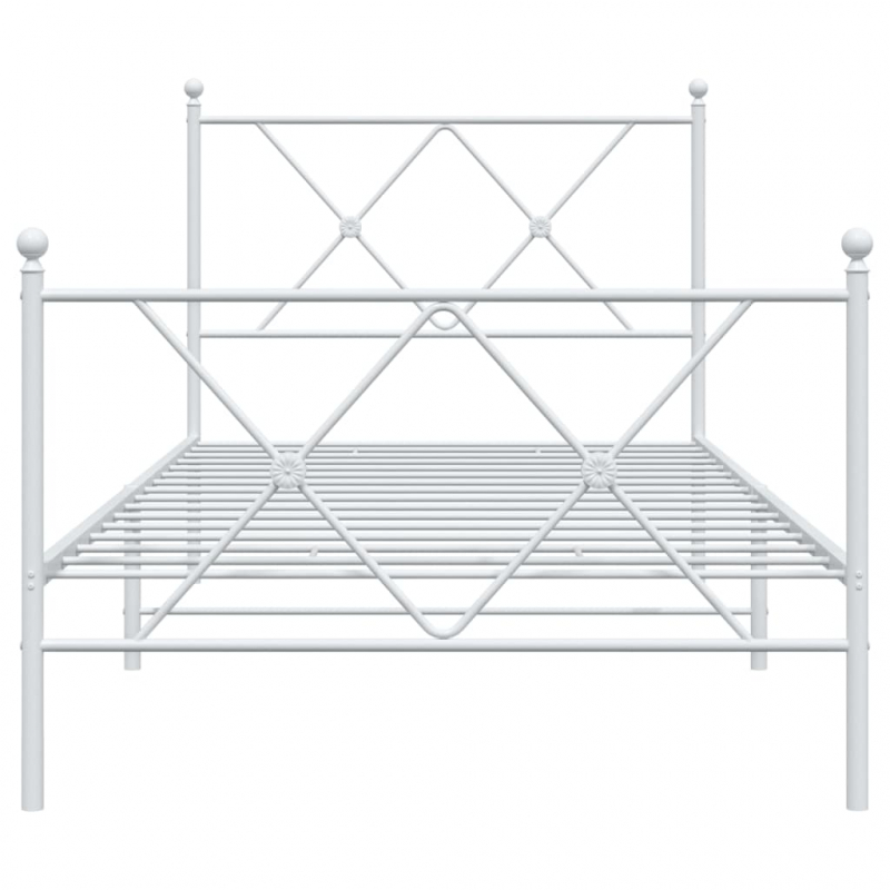 Bettgestell mit Kopf- und Fußteil Metall Weiß 90x200 cm