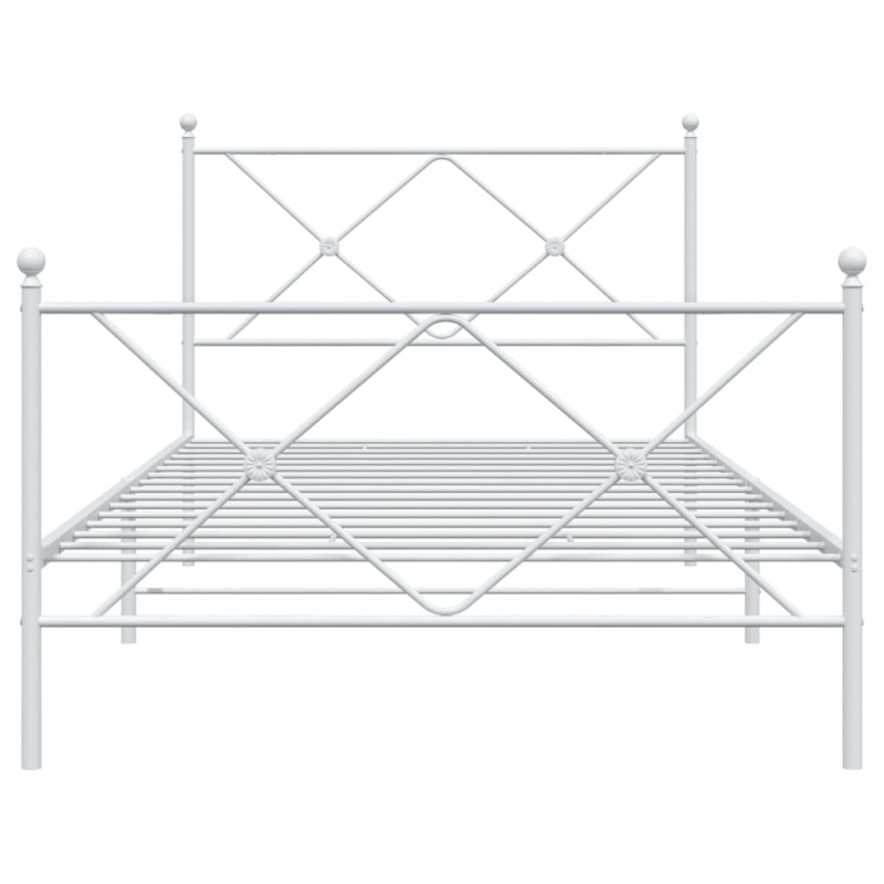 Bettgestell mit Kopf- und Fußteil Metall Weiß 100x190 cm