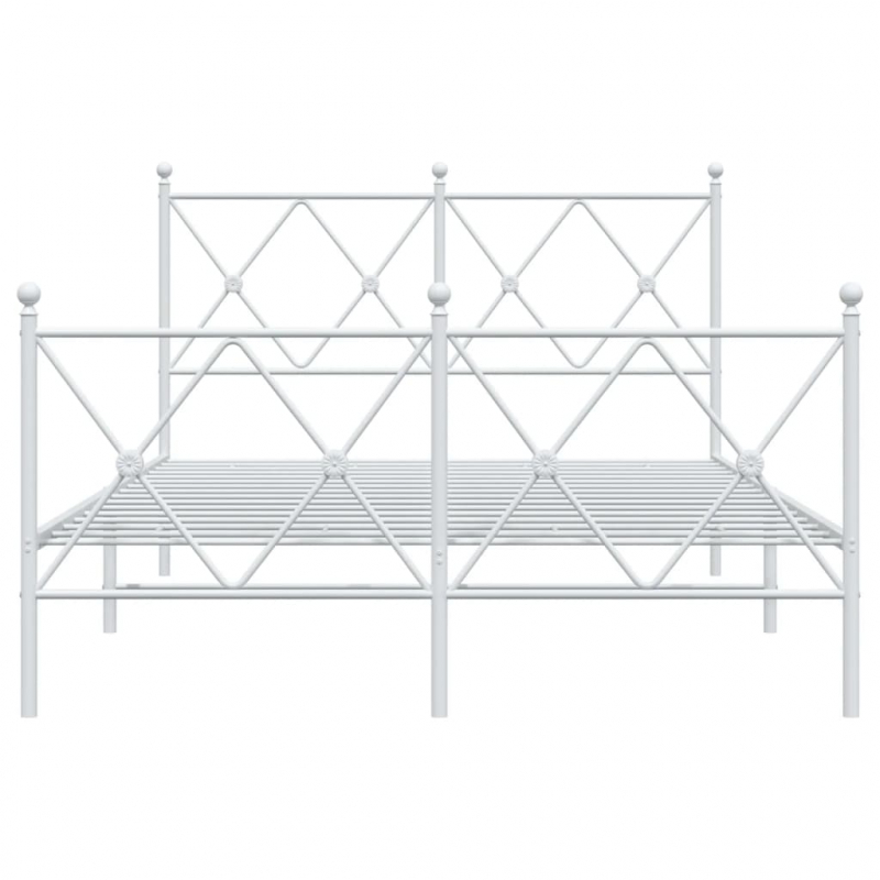 Bettgestell mit Kopf- und Fußteil Metall Weiß 120x190 cm