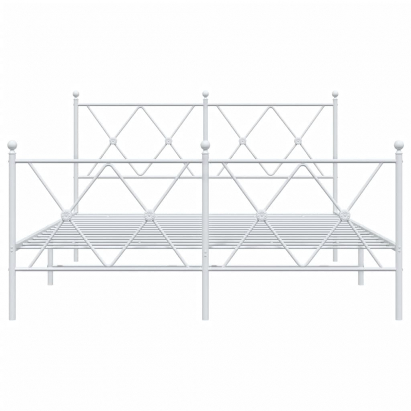 Bettgestell mit Kopf- und Fußteil Metall Weiß 137x190 cm