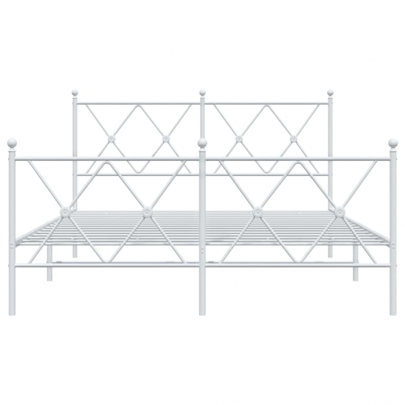 Bettgestell mit Kopf- und Fußteil Metall Weiß 140x190 cm