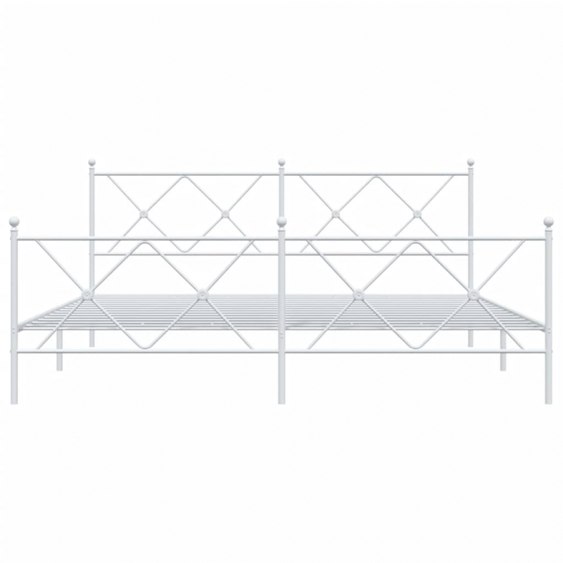 Bettgestell mit Kopf- und Fußteil Metall Weiß 183x213 cm