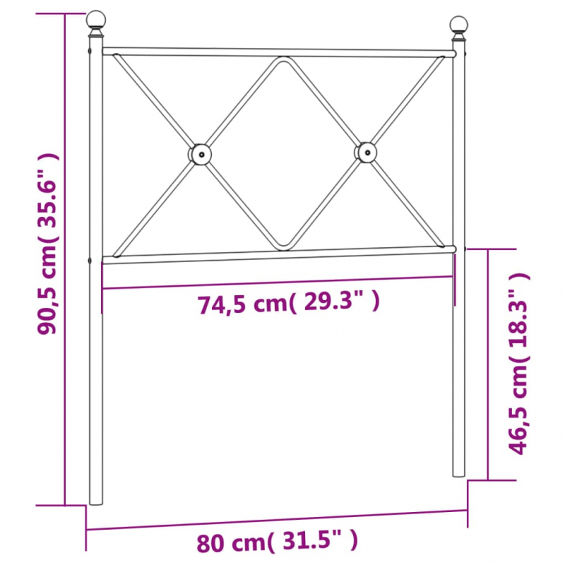 Kopfteil Metall Weiß 75 cm