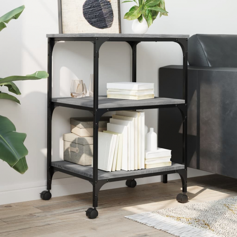 Druckerständer 3 Ablagen Grau Sonoma 50x41x75 cm Holzwerkstoff