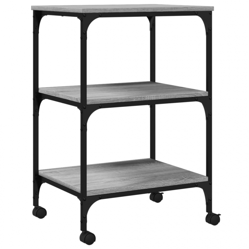 Druckerständer 3 Ablagen Grau Sonoma 50x41x75 cm Holzwerkstoff