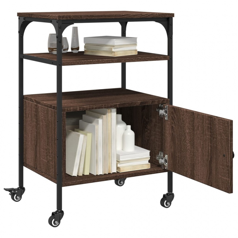 Druckerständer 3 Ablagen Braun Eichen-Optik 50x40x76 cm