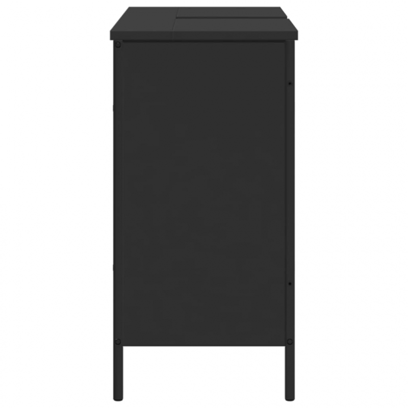 Waschbeckenunterschrank Schwarz 80x30x60 cm Holzwerkstoff