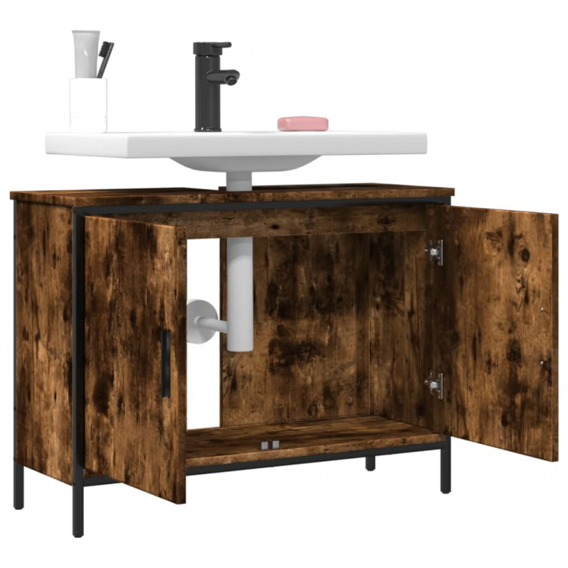 Waschbeckenunterschrank Räuchereiche 80x30x60 cm Holzwerkstoff