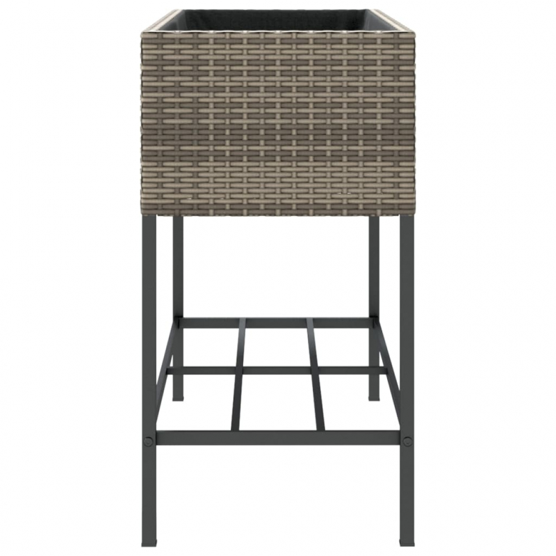 Pflanzkübel mit Ablage Grau Poly Rattan