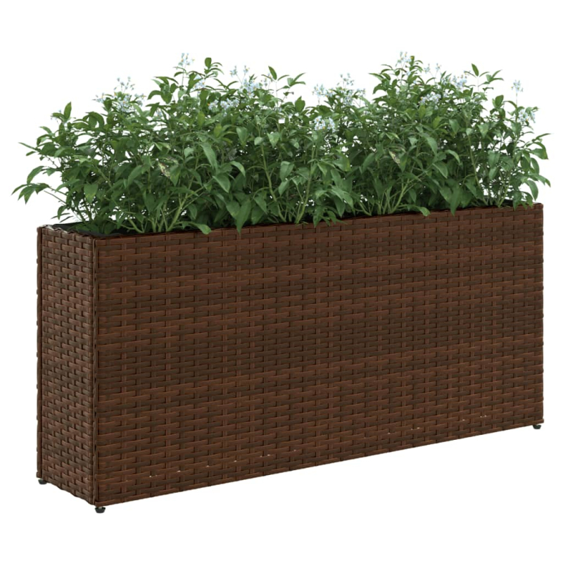 Hochbeet mit 2 Fächern Braun 90x20x40 cm Poly Rattan