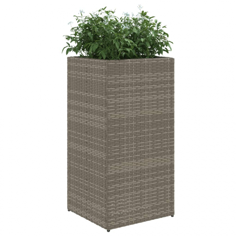 Pflanzkübel Grau 40x40x80 cm Poly Rattan