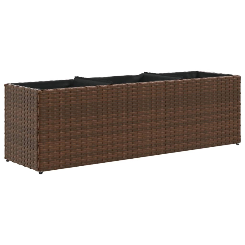 Hochbeet mit 3 Fächern Braun 105x30x32 cm Poly Rattan