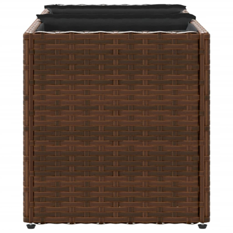 Hochbeet mit 3 Fächern Braun 105x30x32 cm Poly Rattan