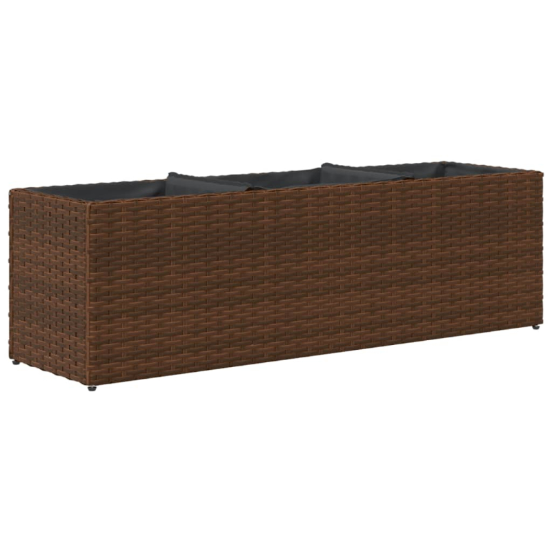 Hochbeet mit 3 Fächern Braun 105x30x32 cm Poly Rattan