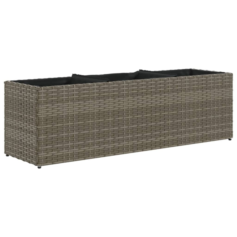 Hochbeet mit 3 Fächern Grau 105x30x32 cm Poly Rattan