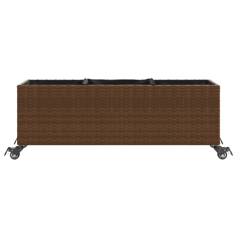 Pflanzkübel mit Rollen 3 Töpfe Braun 107x32x38 cm Poly-Rattan