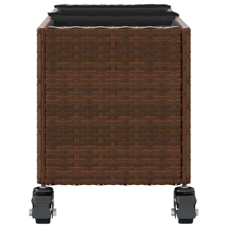 Pflanzkübel mit Rollen 3 Töpfe Braun 107x32x38 cm Poly-Rattan