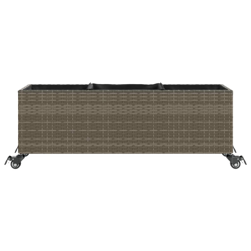 Pflanzkübel mit Rollen 3 Töpfe Grau 107x32x38 cm Poly-Rattan