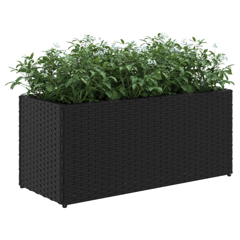Hochbeet mit 2 Fächern Schwarz 72x30x32 cm Poly Rattan