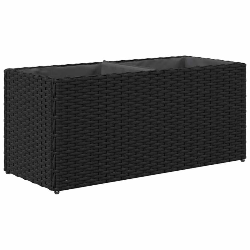 Hochbeet mit 2 Fächern Schwarz 72x30x32 cm Poly Rattan
