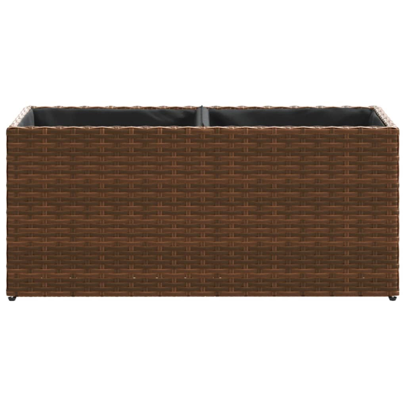 Pflanzkübel 2 Töpfe Braun 72x30x32 cm Poly-Rattan