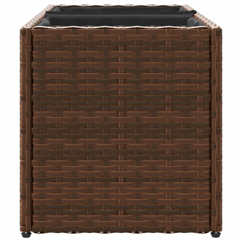 Pflanzkübel 2 Töpfe Braun 72x30x32 cm Poly-Rattan