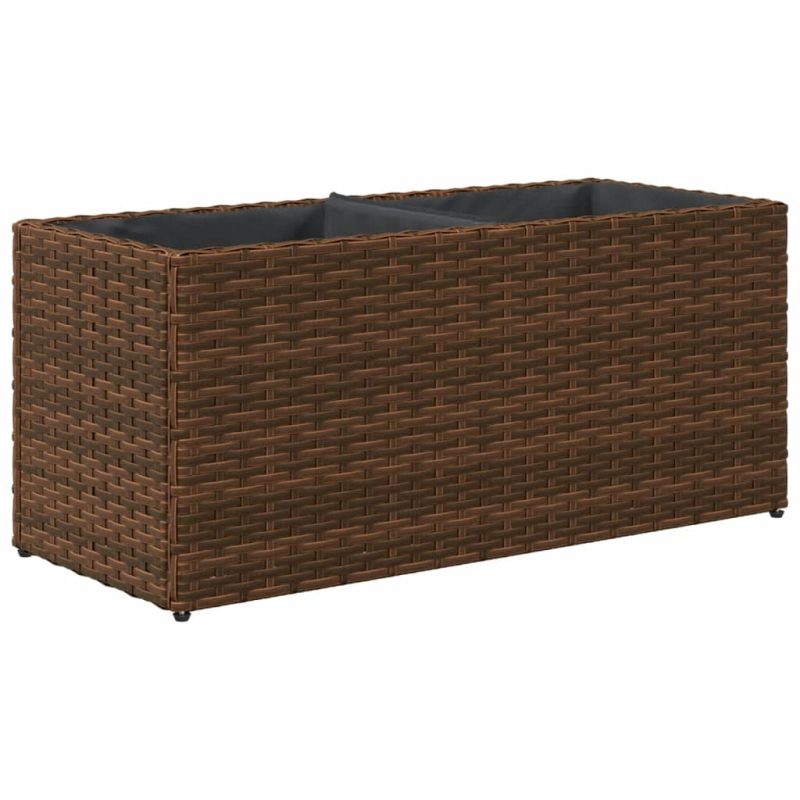 Pflanzkübel 2 Töpfe Braun 72x30x32 cm Poly-Rattan