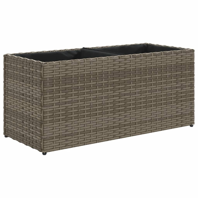 Hochbeet mit 2 Fächern Grau 72x30x32 cm Poly Rattan